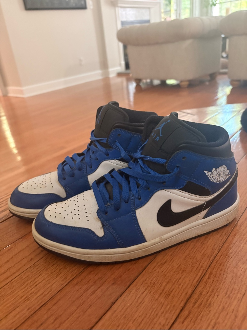 Nike Kids Mid-Top Sneakers in Royal Blue, White, and Black